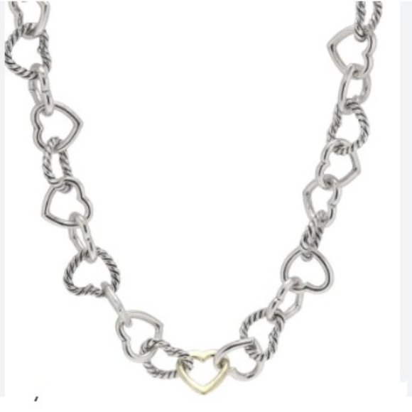 David Yurman 18K Yellow Gold Hearts Link Necklace Toggle closure - Picture 1 of 4